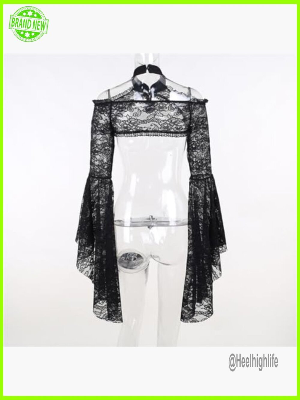 Mesh Crop Top See Through Long Sleeve Blouse Y2k Rave Outfit Festival Goth - Picture 5 of 6